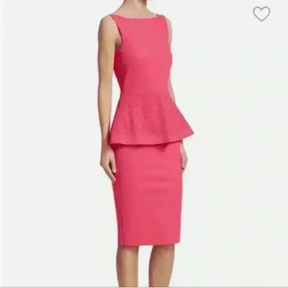 Chiari Boni La Petite Robe Peplum Laser Cut Dress | Pink Peach | SZ 8 - Picture 10 of 14